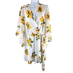 Bailey Blue White Floral Shorts Romper Size XL White Fruit Design NWT NEW
